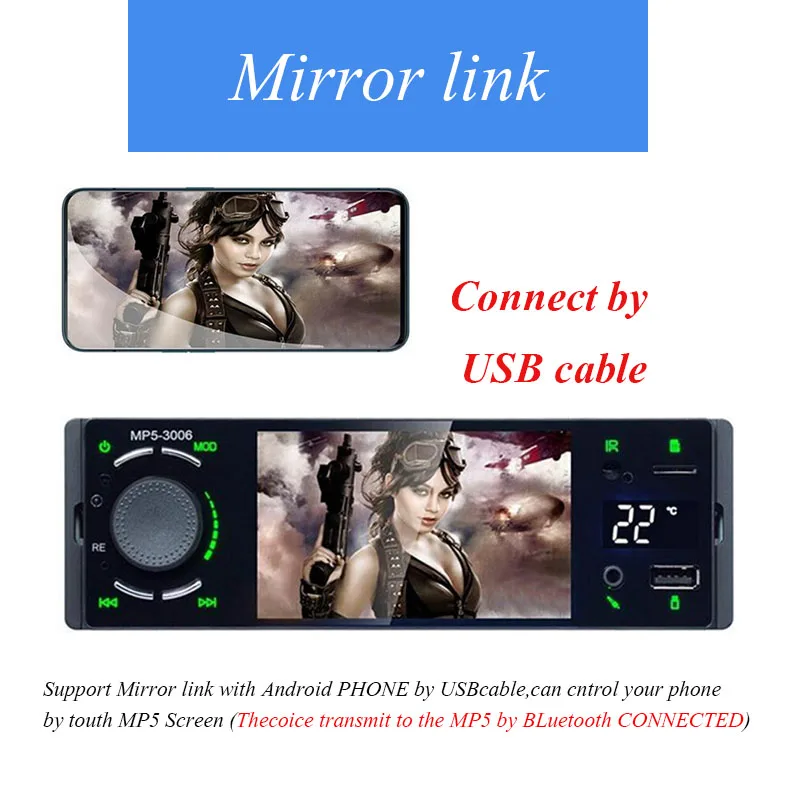 Авторадио Автомобильный радиоприемник 1din 4." автозвук mirrorlinklink Android стерео Bluetooth с сенсорным экраном камера заднего вид