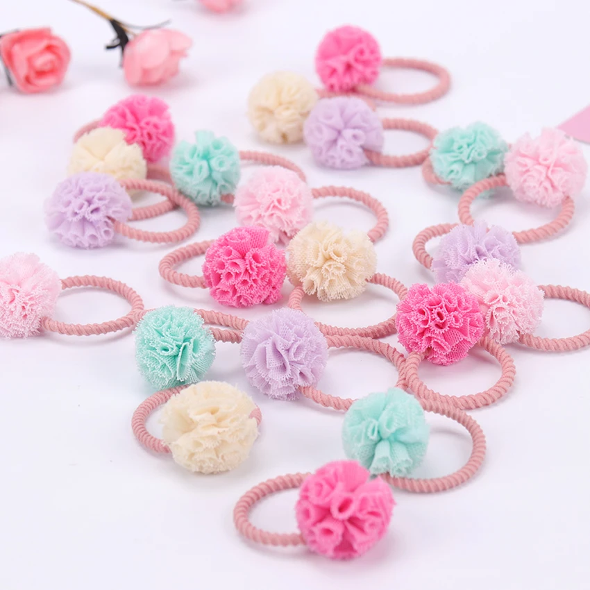 2PCS Cute Little Girls Hair Ties Ball Elastic Hair Band For Kids Hair Ropes Hair Accessories