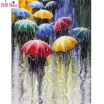 

Drill Shiny 5d DIY Handcraft diamond painting diamond embroidery Needlework mosaic square picture of Rain and color umbrella
