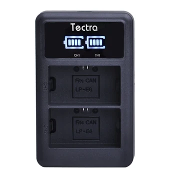 

Tectra LP-E6 LP E6 LP-E6N LED Display 2-Port USB Charger for Canon EOS 5D2 5D3 70D 60D 6D 7D Mark II III camera