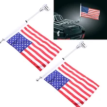 2Pcs Motorcycle Decoration Rear Mount Flag Pole with Adjustable Mounting Bracket American US USA Flag For Harley Honda GL1800