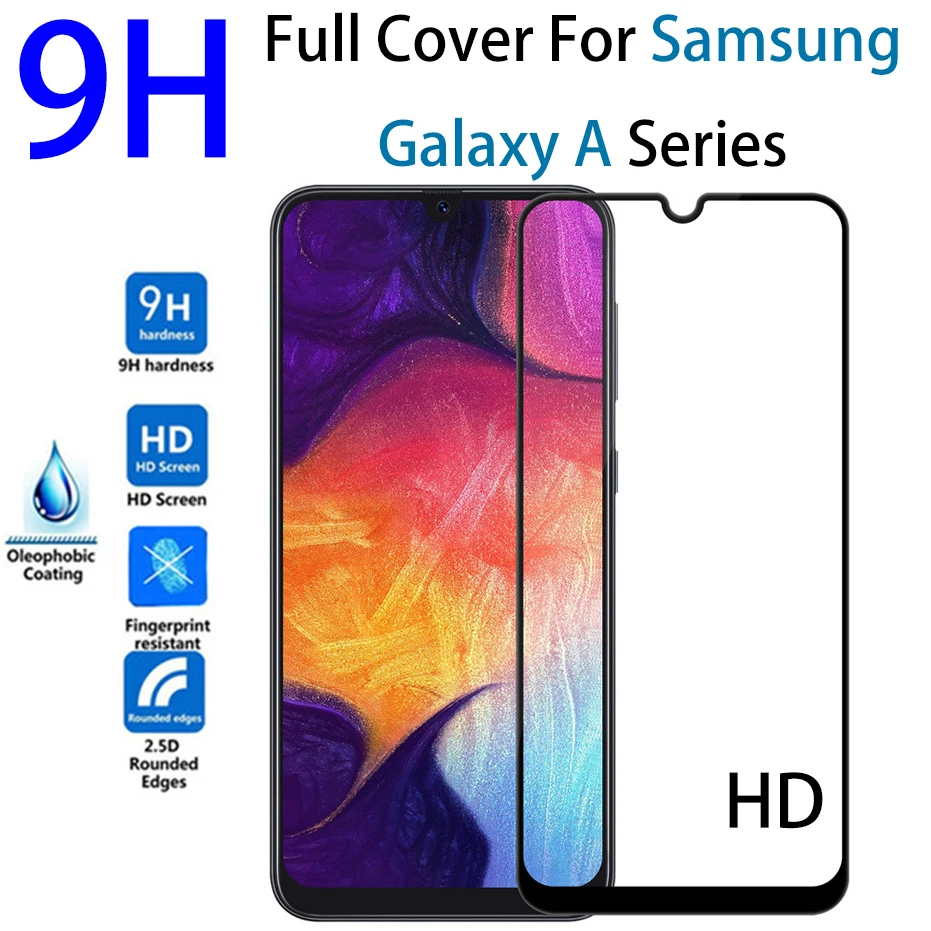 

9H HD tempered glass for samsung galaxy a50 full 360 display screen protector samsun galax a20 a30 a40 a70 a 50 cell phone glas