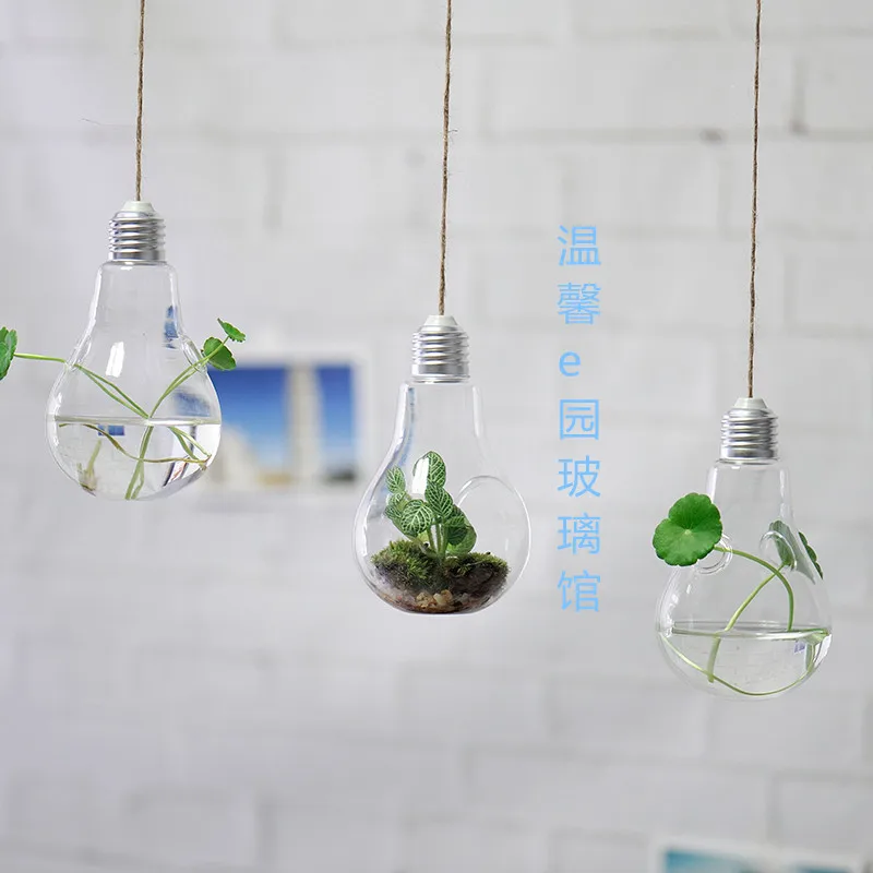 set of 3 light bulb glass terrarium,hanging air plant bulb planter for