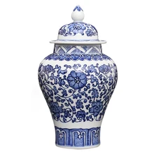 Цзиндэчжэнь Цин Цяньлун Античная фарфоровая Ручная роспись синий и белый общий бак банок чайная банка резервуары для хранения