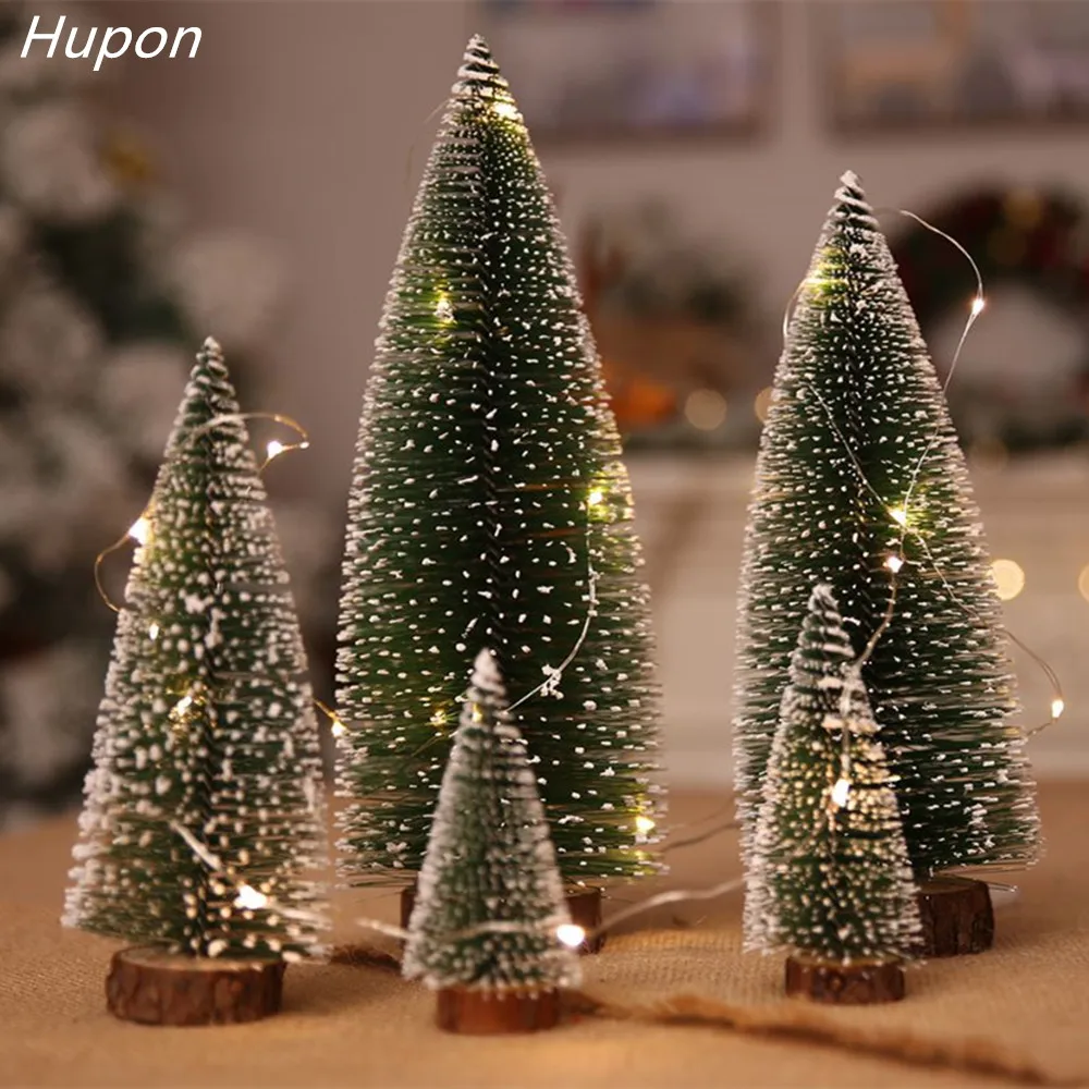 

Navidad 2019 Christmas Tree Arbol De New Year's Products Mini Sisal Bottle Brush CHRISTMAS TREES Santa Snow Frost Village House