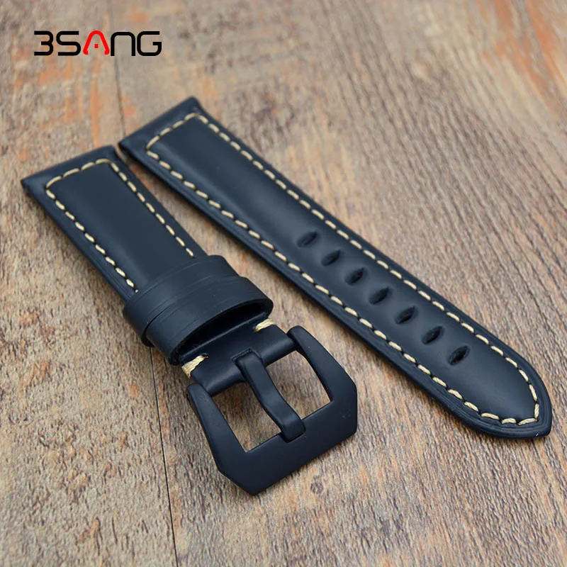 

Quality Retro Genuine Leather Watch band Mens 22mm 24mm Watch Accessories For Panerai Strap With black clasp Fast delivery