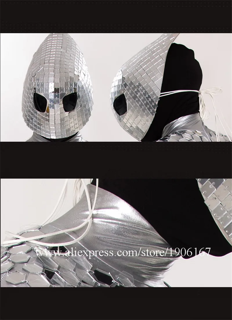 New unique futuristic alien male costume nightclub male GOGO cool mirror man costume commercial men's clothing7