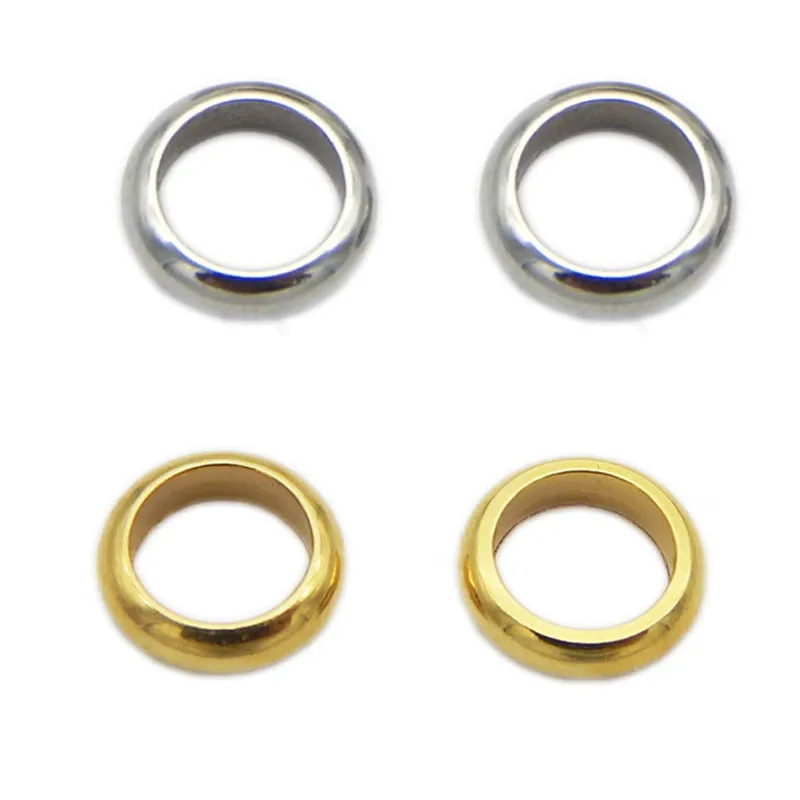 

20pcs/lot Silver Tone Stainless Steel Big Hole Spacer Ring Beads European Leather Cord Bracelet Findings Components B
