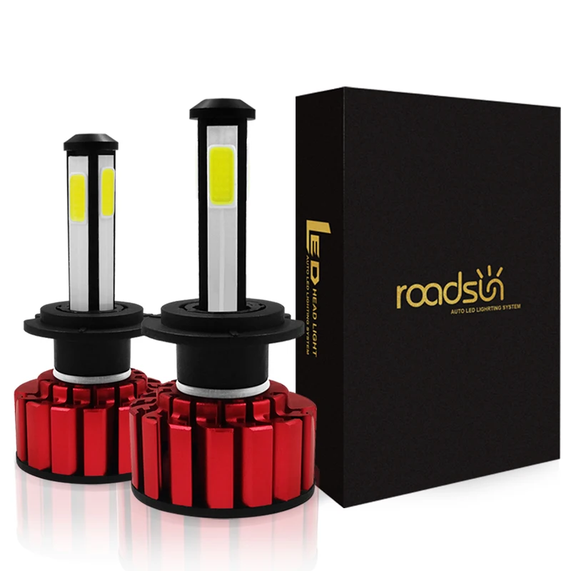 Roadsun Автомобильные фары лампы 4 боковые светодиодные H4 H7 H11 9005 9006 HB2 HB3 HB4