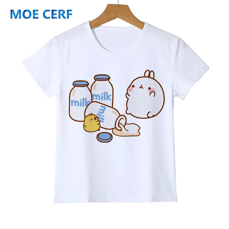 Милые животные Kawaii Molang Rabbit/летняя футболка для маленьких девочек милые детские футболки с короткими рукавами, крутая дизайнерская футболка подарок на праздник, Z53-7 - Цвет: 6