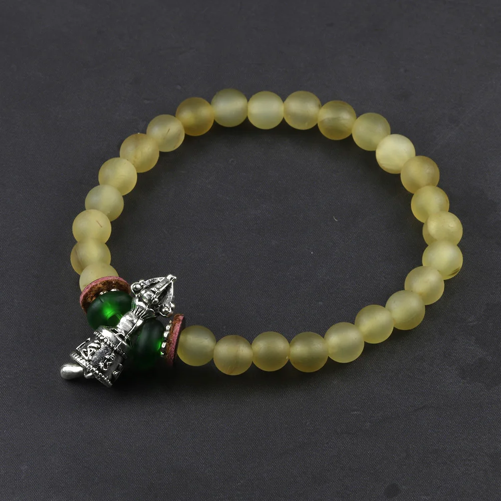 

Tibetan buddhism Vajra Charm Authentic Goat Horns Beads Bracelets OM Mani Padme Hum Bracelet For Man Women Handmade Dropshipping