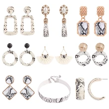 

Lalynnlys ZA Punk Snakeskin Big Drop Earrings Round Square Dangle Earrings For Women Boho Party Wedding Jewelry Christmas Gifts