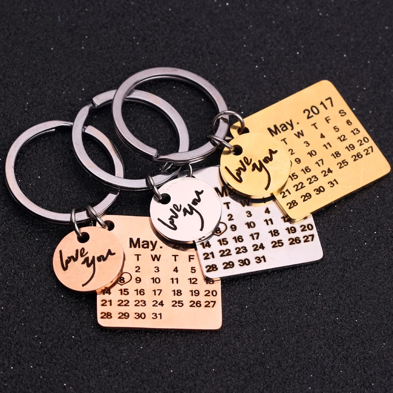 

Calendar Keychain For Precious Heart Date High Quality Stainless steel DON'T FADE Personalized Key Ring Gift For Birthday