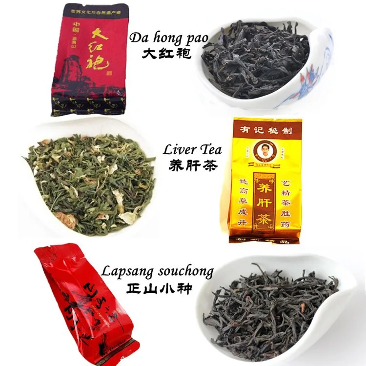  C-WL056 Promotion 12 bags Organic Chinese Different flavors Tea Black Tea Lapsang souchong Oolong Tea Dahongpao Liver Tea 