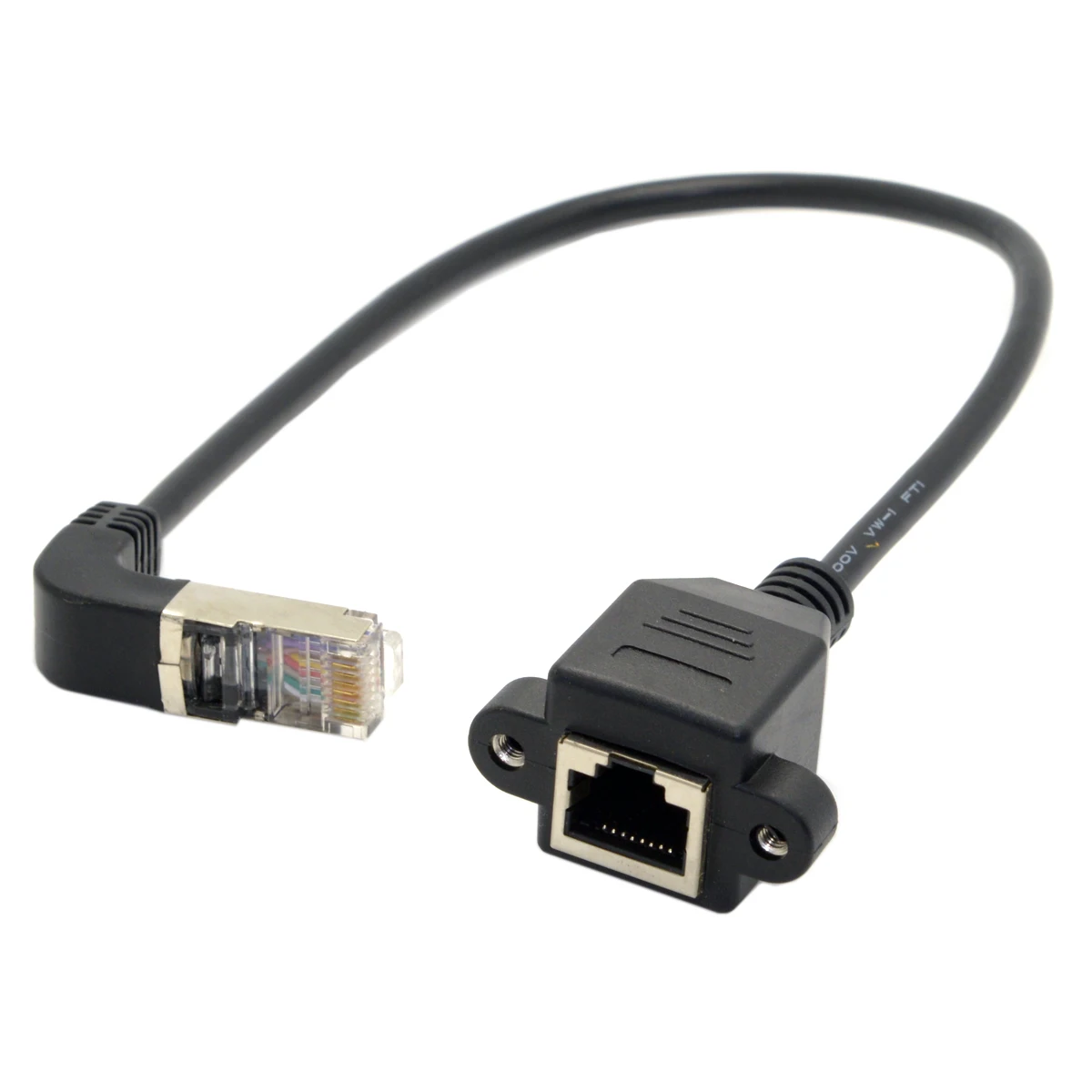 CY Down Angled 90 Degree STP UTP Cat 5e Male to Female Panel Mount