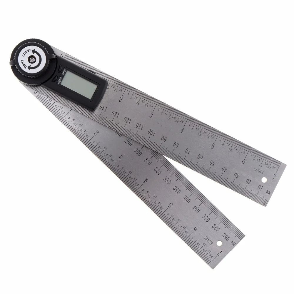 

200mm Multi-purpose High Precision 0-360 Stainless Steel Digital Angle Scale Ruler / Protractor / Inclinometer / Goniometer Le