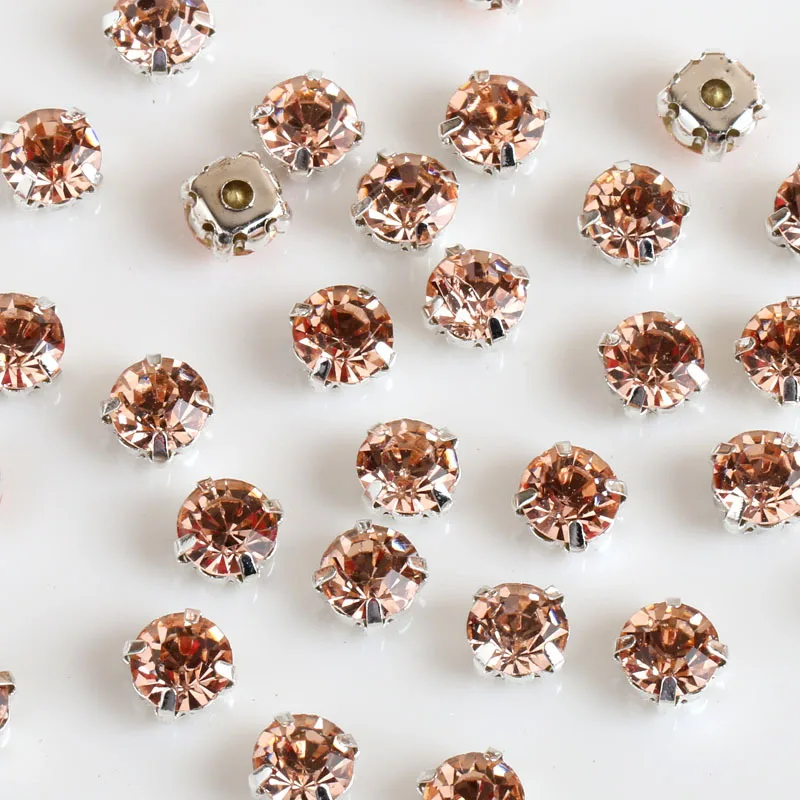 21 цвет 5 мм Хрустальные круглые пришивные стразы с серебристым дном для шитья своими руками/украшений/свадебных украшений 200 шт/шт - Color: Champagne