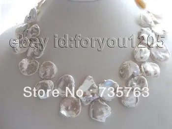 

xiuli 00185 Natural White Reborn Keshi Petal Pearl Necklace 14KGP