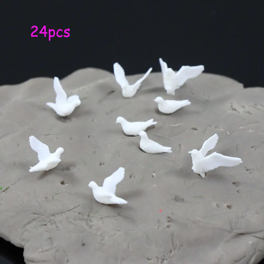 

24pcs plastic Birds Small figure Toy model dove bird of peace 1:75 OO model train OO scale GY26075 railway modeling