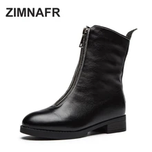 ZIMNAFR/; брендовые Ботинки MARTIN; сезон осень-зима; зимние ботинки; зимние сапоги на молнии; женские сапоги до колена из натуральной кожи