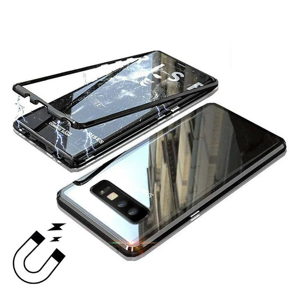 Роскошный металлический корпус чехол для телефона Магнитный для samsung Galaxy S10 S9 S8 Plus чехол S10e Note 8 для samsung Note 9 чехол - Цвет: Black Black