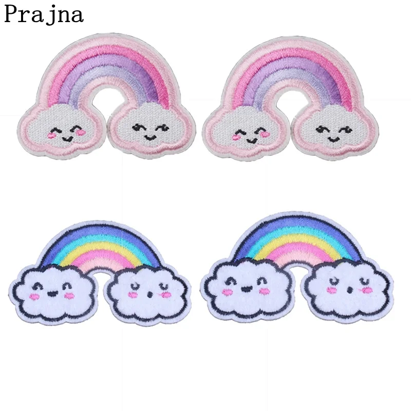 Prajna вышитые нашивки для одежды Мультяшные радужные наклейки с улыбкой