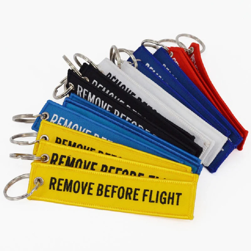 3Pcs/lot Remove Before Flight Keychains For Aviation Gifts Embroidery Customize Keychains Keyring key Holder Cars Sleutelhanger