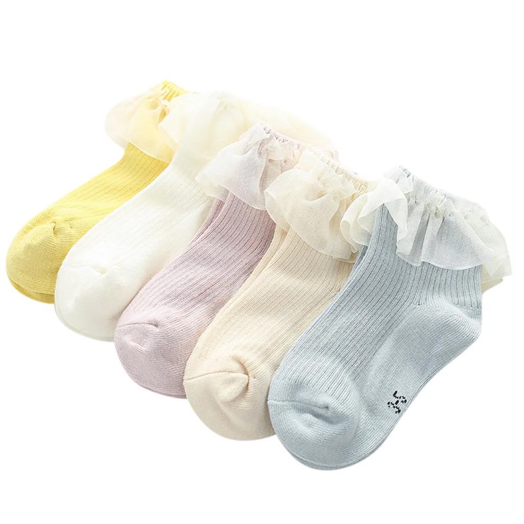 5 Pairs New Lace Girls Socks Children Toe Socks Cute Bow Sock for Kids
