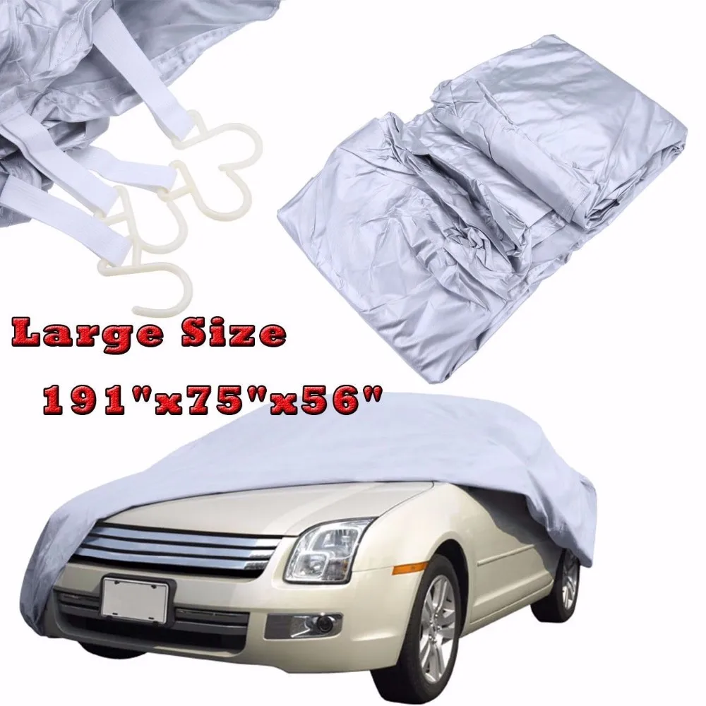 L Universal Large Size Nylon PVC Auto Car Cover Waterproof Sun UV For Audi BMW 2