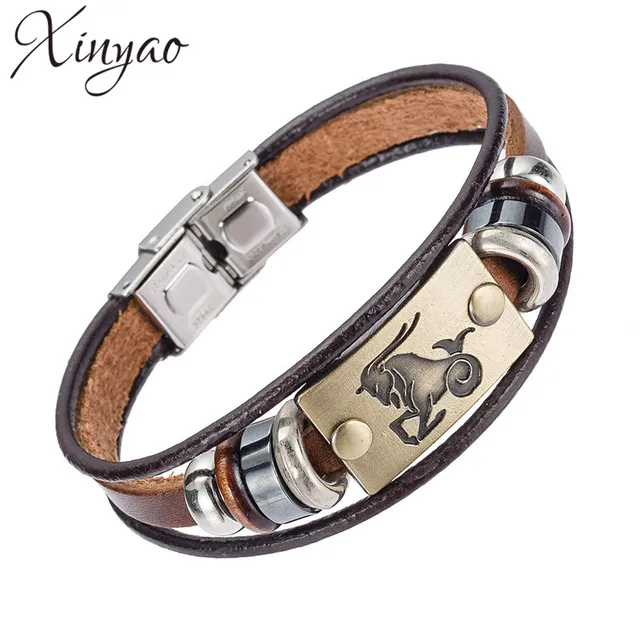 Xinyao Scorpio Virgo Libra Aries Zodiac Taurus 12 Constellation Xinyao Scorpio Virgo Libra Aries Zodiac Taurus 12 Constellation Bracelets Men Women Geniune Braided Leather Bracelet