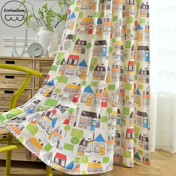 

XinHuaEase Curtains for Kids Magic Town Bedroom Windows Curtain for Children Cortina in the Nursery Children's Blackout Cortinas