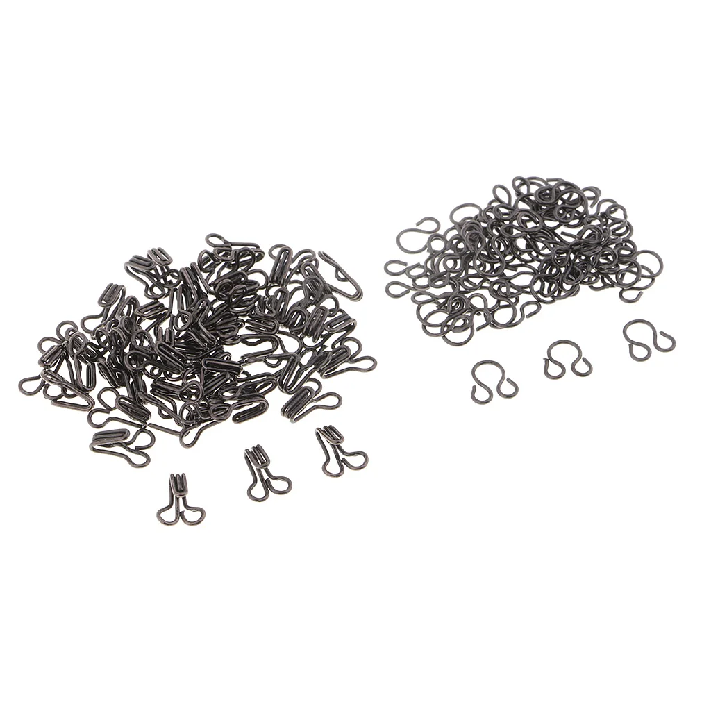 fityle 100 Sets Iron Hook and Eye Sewing Fasteners for Skirt Collar Bra Dress Sew On DIY Accessory