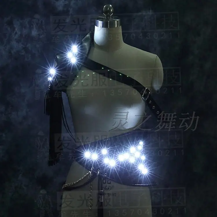 

LED lighting dress sexy bra show club stage dancer wear ballet dress night club luminous armor