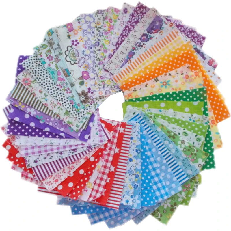 

New 50pcs 10x10cm Cotton Fabric Telas Patchwork Fabric Fat Quarter Bundles Fabric For Sewing Patchwork Doll Cloths