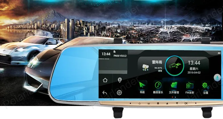 7 дюймов Full HD Android 4,4 сенсорный экран Автомобильный видеорегистратор двойной объектив зеркало заднего вида камера парковка, видео рекордер 16 Гб FM gps WiFi