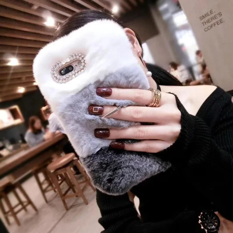 Winter Warm Wool Rabbit Hair Phone Case Cover For Huawei honor P8/P9/p10/p20 lite/Pro 2017/mate 10 lite/mate pro/nova 2i |