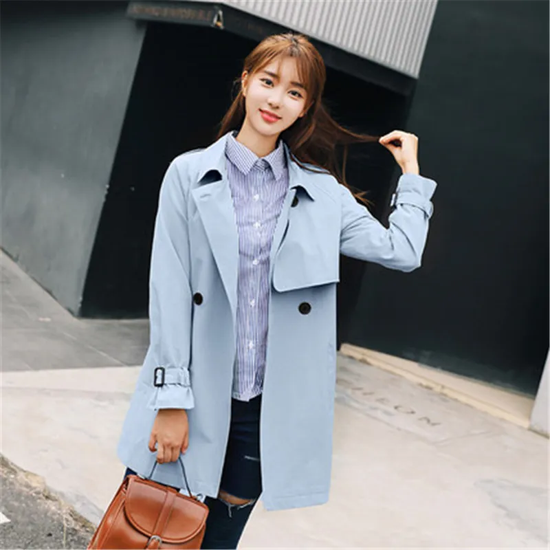 Solide Automne De Paragraphe Blue Trench Femelle À Tranchée 2019 Court Manches Deep Mode blue khaki Chic coats Longues V533 Printemps Hauts armygreen Femmes Survêtement PAPSwCq