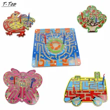 Разные цвета тип автобус петух Магнитный деревянный Животное лабиринт образовательная игра игрушка для детей Детский подарок