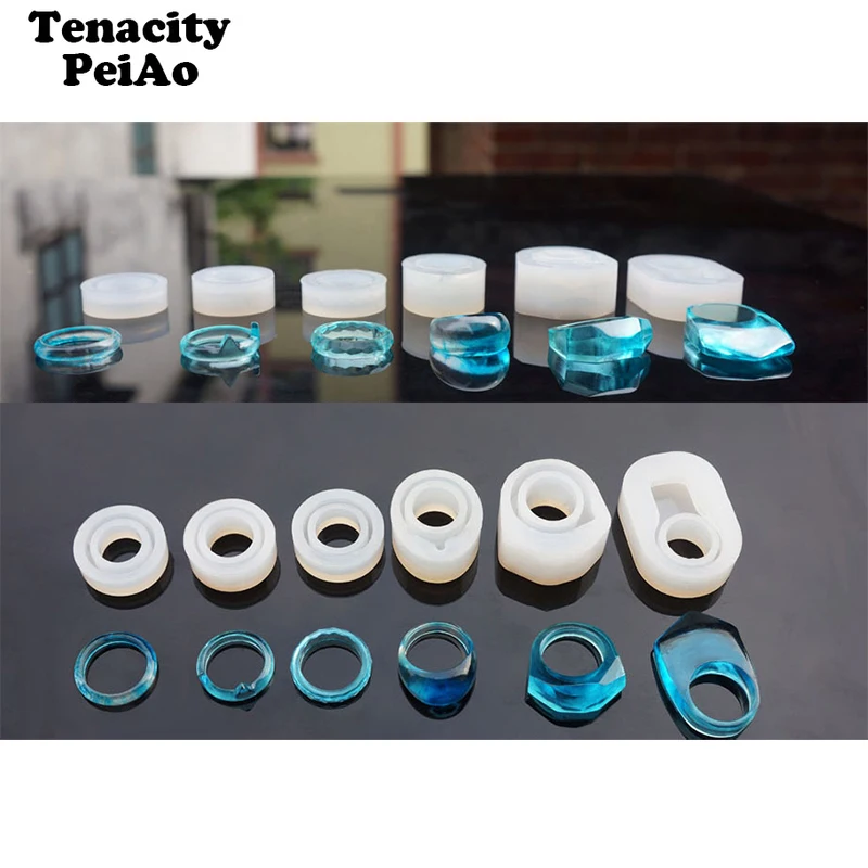 

6pc DIY Silicone Mold for uv epoxy resin ring molds set jewellry Making Craft pendant jewelry tools