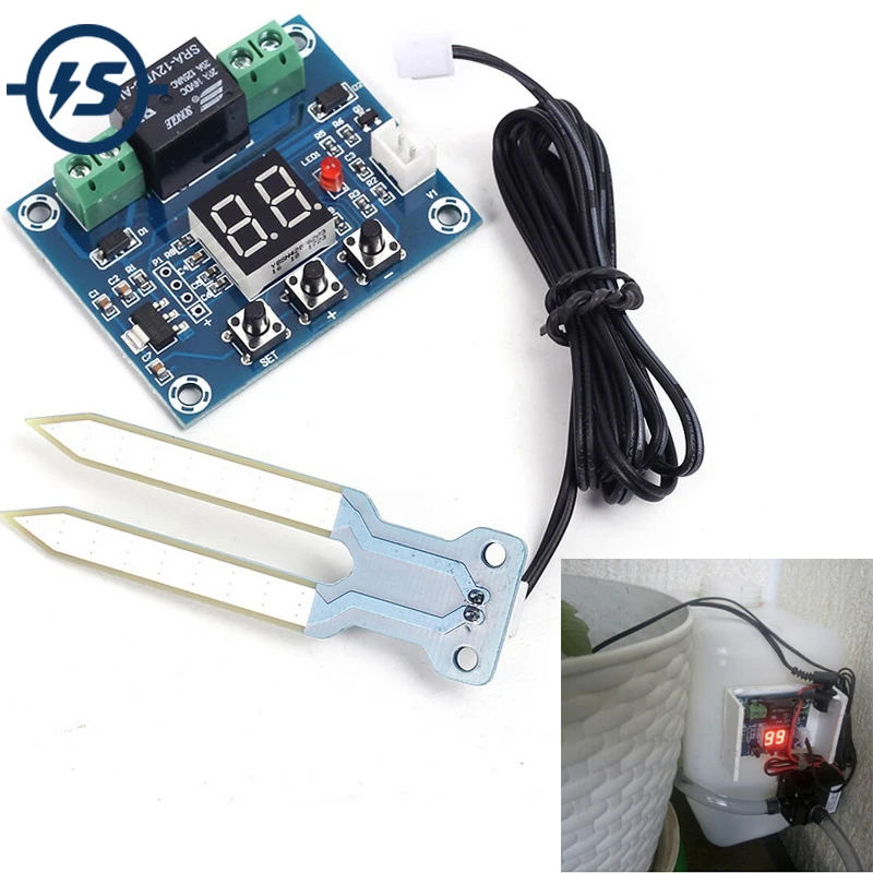 

XH-M214 Humidity Controller Soil Sensor Module 20-99%RH Automatic Control Irrigation Computer System Red Digital Display Module