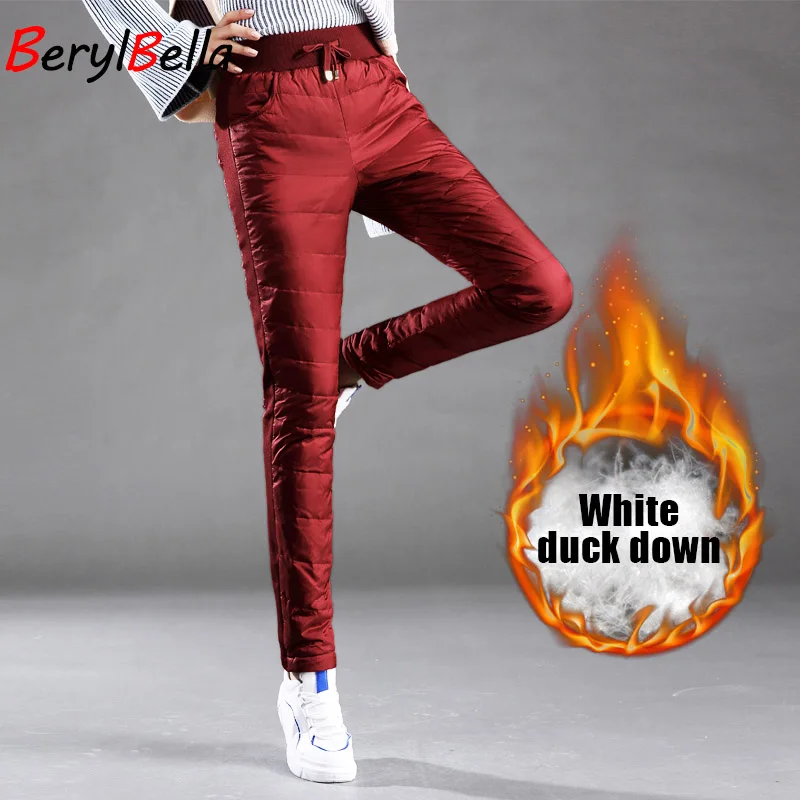 

Casual Women Pants Plus Size Winter High Waist thickening Warm Trousers Down Pants Women Elegant Slim Ladies Female BerylBella