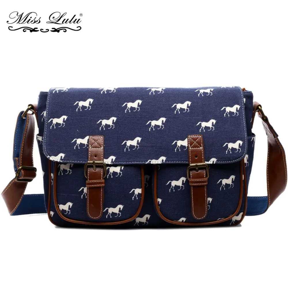 

Miss Lulu Women Messenger Bags Crossbody Bag for Girls Boys Horse Canvas / Oilcloth Shoulder Bag School Bags for Teenagers L1157