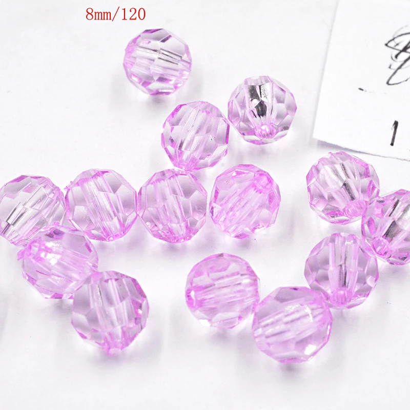 FLTMRH 20pcs 8mm Clear Color Round Faceted Acrylic Crystal Spacer Beads
