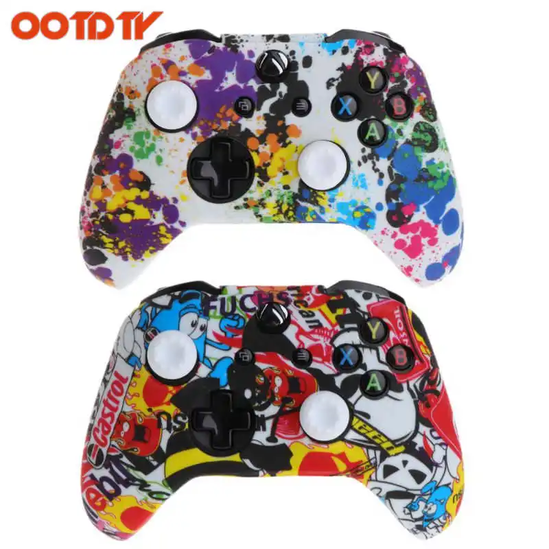 

OOTDTY 2 Colors Popular protective soft Silicone Gamepad Cover + 2 Joystick Caps For XBox One X S Controller dropshipping