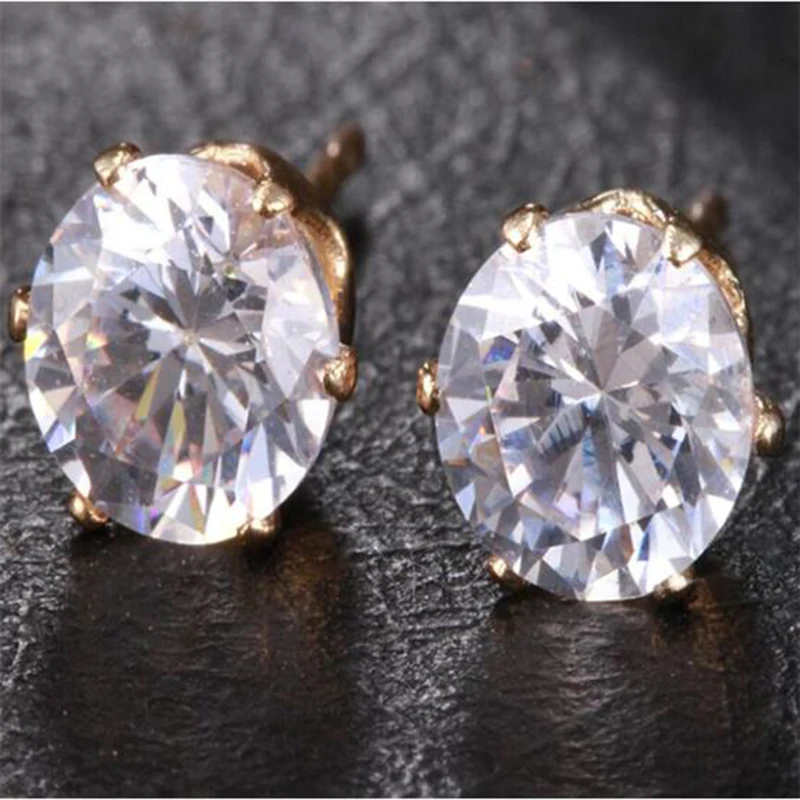 

2018 New Fashion Woman Round Crystal Stud Earrings Elegant Jewelry Girls Stud Earrings for Women Round Female Earrings