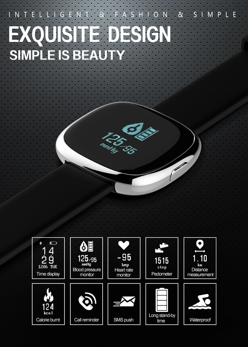 Смарт-браслет P2 монитор сердечного ритма кровяного давления умный Браслет Шагомер фитнес-трекер сна для Android IOS смартфонов