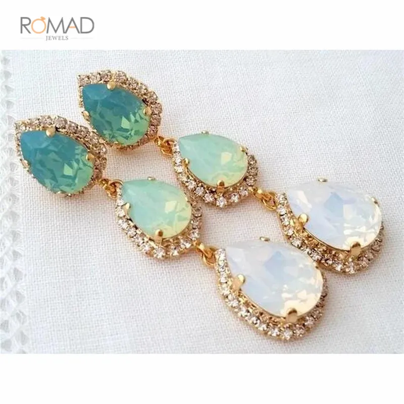 

Romad Female Crystal Drop Earrings With AAA Zircon Boho Long Dangle Earrings For Women Bridal Jewelry Accessories