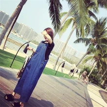 Женские летние длинные джинсовые комбинезоны на подтяжках, юбка для девочек, длинная юбка в пайетках, женские джинсовые юбки в консервативном стиле AA60187