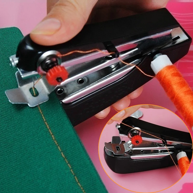 1Pcs Mini Hand-held Clothes Fabrics Sewing Machin Useful Portable Needlework Cordless For Home Travel To Use | Дом и сад