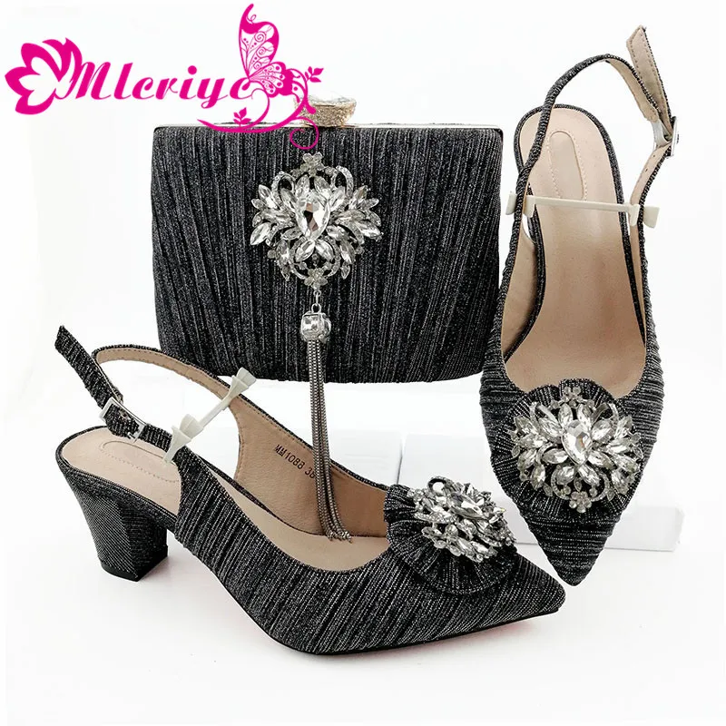

Black Color Royal Wedding Clutch Bag Match African Women Shoes and Bag Matching Set Italian Shoes and Bag Match To Party